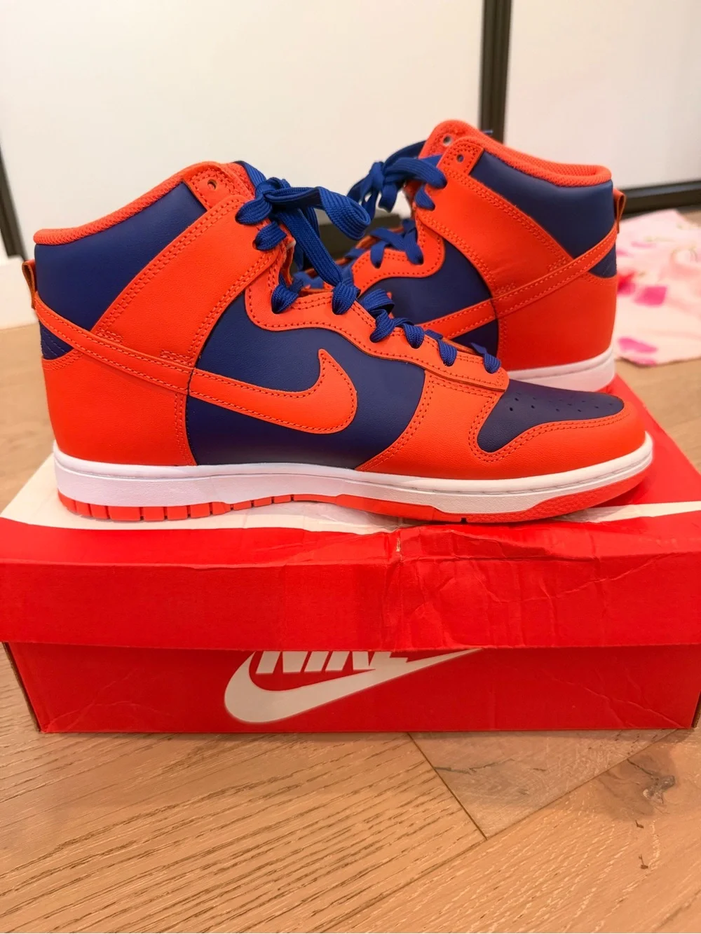 Nike High-Top Sneakers in Orange & Blue